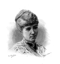 Marie Van Zandt (1858-1919) holland származású francia énekesnő portréja. Metszet a „” Le Monde illustrious””-ban 1883. Magángyűjtemény.