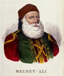 Mehemet Ali (vagy Mehemet-Ali) (1769-1849), 1803-ban Egyiptom alkirályának portréja. Metszet a XIX.