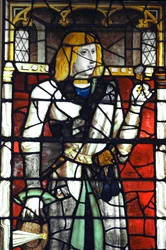 I. Habsburg Fülöp (1478-1506) spanyol király portréja XV. századi ólomüveg. Brugge, a Szent Vér kápolna