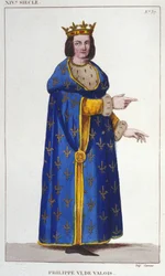 VI. Valois Fülöp (1293-1350) francia király portréja. 1830-as metszet