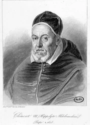 Kelemen pápa portréja - metszet