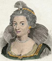 Anna dán királynő portréja, angol királynő (1574-1619), I. Jakab angol király (1566-1625) felesége. századi metszet