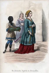 Jeruzsálemi Sibylla (Jeruzsálemi Szibilla) portréja (kb. 1160-1190), Jeruzsálem hercegnője, majd királynője. 1842-es metszet Maurice Lachâtre «Histoire des popes» című művéből. Magángyűjtemény.