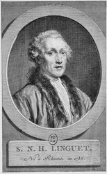 Simon Nicolas Henri Linguet (1736 - 1794) portréja. század végi metszet a „Histoire de France”-ban, H. Martin.