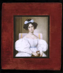 Női portré, 1830 körül (akvarell elefántcsonton, bársonyon és üvegen)