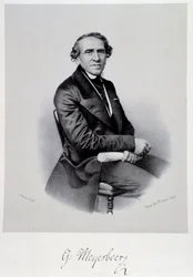 Giacomo Meyerbeer (1791-1864) német operaszerző portréja, metszet. 19. század. Bologna, Polgári Zenei Múzeum