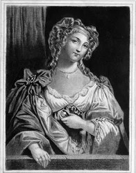 Fontanges hercegnőjének portréja (1661 - 1681), XIV. Lajos kedvence. századi metszet.