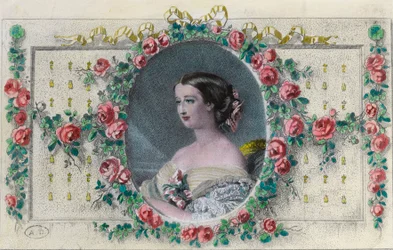 A francia impresszió, Eugenie de Montijo (1826 - 1920) portréja. századi metszet. Magángyűjtemény.