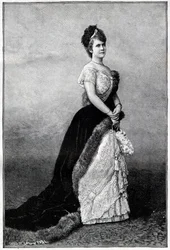 Erzsébet Pauline Románia királynőjének portréja, Ottilie Louise de Wied, Carmen Sylva (1843-1916), I. Károly király felesége - 1893-as metszet - Wiedi Erzsébet, Románia, 19. század vége-XX. század eleje - Erzsébet portréja ( 1843-1916), királynő