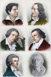 Friedrich von Schiller (1759-1805) német költő és író portréi.