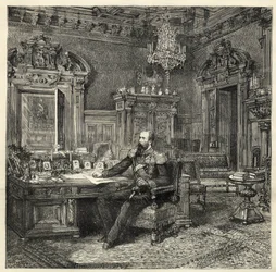 Sándor bolgár herceg (1857-1893), dolgozószobájában - Battenbergi Sándor - I. Sándor bolgár vagy Battenbergi Sándor (1857-1893) portréja a munkaszekrényében - 1886 -