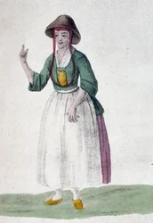 Quaker nő - rajz, deb. 19. század