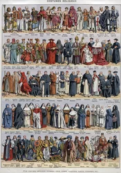 Vallásos viselet - az ókortól a 20. századig - Római katolikus egyház és más vallások - Vallásos - Plate du Larousse universal 1920 körül
