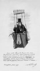 Felix Tournachon dit Nadar (1820-1910) ábrázolása egy léggömb gondolán. 1897