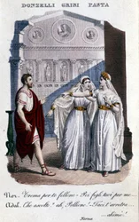 Vincenzo Bellini (1801 - 1835) „” La Norma ”” első ábrázolásának tolmácsainak ábrázolása: balról jobbra Domenico Donzelli (Pollione), Giuditta Grisi (Adalgisa) és Giuditta Pasta (Norma). 1833.