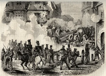 1848-1849-es forradalmak, Németország, Frankfurt – A csapatok barikádot rohamoztak meg a németországi Frankfurtban szeptember 18-án