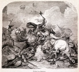 Richard Palesztinában. Illusztráció a „Pápák, királyok, királynék, császárok története évszázadokon át” című könyvében, Maurice Lachatre 1857.