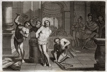 Royaumont Biblia, Újszövetség: Jézus Krisztus megkorbácsolása. Illusztráció 1811-ből.