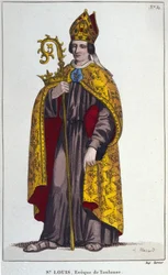 Toulouse-i Szent Lajos vagy Anjou-i Szent Lajos. Szent Lajos (1274-1297), toulouse-i püspök kis unokaöccse. 1830-as metszet