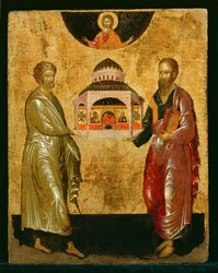 Szent Péter és Pál egy templomot ajándékoz Istennek