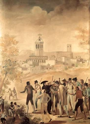 Spanyol függetlenségi háború (1808-1814): egy francia állampolgár letartóztatása Manresához közel, Anonymous festmény.