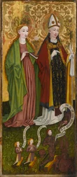 Szent Borbála és Szent Valentin Caspar von Laubenberggel és fiaival, 1450 körül (tempera és olaj, tábla)