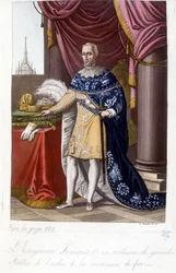 1. Francois osztrák császár (1768-1835) a Vaskorona-rend nagymesterének jelmezében.