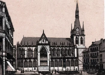 A belgiumi liege-i Szent Pál katedrális a „A világ 168 nézetet illusztrál” című művében, dátum nélküli (XIX. század vége)