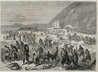 A dalmáciai felkelés (a Bocche di Cattaro) - az osztrák kormány által kiszabott hadkötelezettség elleni felkelés - DALMATIA ESEMÉNYEK. A CATARO (Kotori Bouches) KÖZELÉBEN A TRINITA ÁLLAMI ERŐDET SZÁRMAZÓ FELTÉTELEK - Kotori-öböl - 1869 -