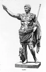 Augustus római császár, Octavianus vagy Octavian, Kr. e. 63 - 14, 19. századi metszet