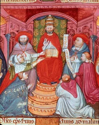 VII. Kelemen (Robert de Geneve) (1342-1394) ellenpápa kihirdeti törvényeit”
