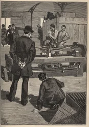A túra művészete: a Blanchard-torony. Metszet 1885-ből Adolphe BITARD „” Les arts et metiers illustres” című könyvébe.