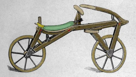 A "célérifère" vagy draisienne, amelyet Carl Drais von Sauerbronn báró (1785-1851) talált fel 1816-ban.