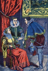 A tánc. Névtelen illusztráció a "" Hamupipőke" -hez, Charles Perrault (1628-1703) francia író meséje. Képek Marcel Vagne, Jarville Nancy, dátum nélküli (19. század vége).