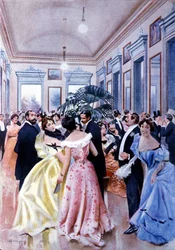 A milánói La Scala (Teatro alla Scala) színházának előcsarnoka. 1890.