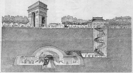 Az „Etoile” metróállomás Párizsban. Metszet 1895-ből.