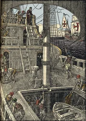 Kolumbusz Kristóf (1451-1506) navigátor a karavelláján.