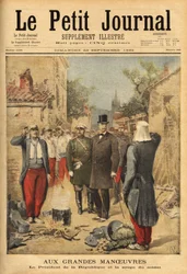 Felix Faure (1841-1899) köztársasági elnök a nagy manőverek és hagyományőrzés alkalmával ellátogat a langresi csapatokhoz, megkóstolja a katonalevest. Metszet a „” Le petit journal”-ban 1895.09.22. Selva gyűjteménye.