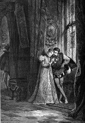 A fiatal vőlegények, Marie Iere Stuart (1542 - 1587) és II. Francois (1544 - 1560) szerették félretenni magukat a magabiztosság érdekében. századi metszet.