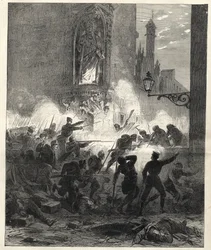 Republikánusok felkelése Katalóniában: harcok Barcelonában 1869. szeptember 25-ről 26-ra virradó éjszaka - Sexenio Democratico (hat év demokratikus) - Spanyolország Francisco Serranos tábornok uralma alatt 1869/1870 - Republikánus felkelés Katalóniában: ba