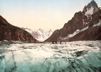 Kilátás a Mont Blanc-ra: A Mer de Glace. Photochrome c. 1890.