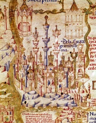 Újdelhi látképe Indiában Maurus (Mauro) testvér világtérképének részlete kamalduli 15. századi Biblioteca Marciana, Velence