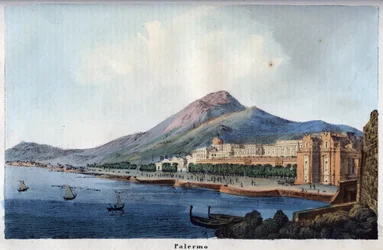 Palermo látképe a 19. században - metszet az „Usi e Costumi di Tutti i Popoli dell