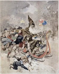 Mikulást ábrázoló akvarell. „Az illusztrált világ”. 1895.12.21.