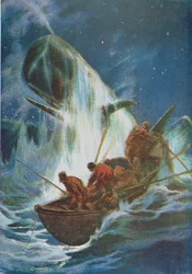 Bálnavadászat (színes litho)