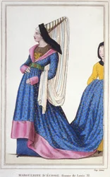 Skóciai Margit, a francia Dauphine portréja – I. Jakab skót király lánya és XI. Lajos felesége. 1418-1445. 1830-as metszet.