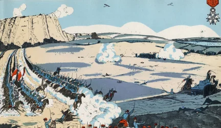 Liége hősies védelme.1914. augusztus. Illusztráció a "" La Grande Guerre "" című, 1914-ben a Tolmer et Cie. által kiadott könyvből.