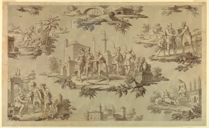 Rajz, karikatúra pamutnyomtatáshoz: Bélisaire élete [La Vie de Bélisaire], 1820 körül.