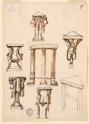 Rajz, konzolasztalok, 1800 körül.