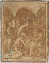 Rajz, Albrecht Dürer 1511-ben kiadott Kis passiója Töviskoronázás című lapjának másolata, 1525-1600